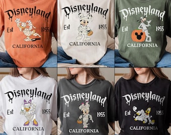 Camiseta retro de Halloween de Disneyland con todos los personajes, camiseta de Halloween de Mickey y sus amigos, camiseta de fiesta de Halloween, camiseta de Halloween de viaje familiar de Disney
