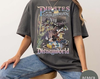 Retro Comfort Colors Pirates Of The Caribbean Disney Shirt, Disney Family Vacation shirt, Vintage Mickey Caribbean Shirt, Disneyworld Shirt