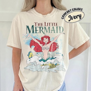Retro The Little Mermaid Ariel Princess & Flounder Bubble Poster Disney T-Shirt, Gift For Her, Ariel Princess Tee, WDW Disneyland Girl Trip image 1