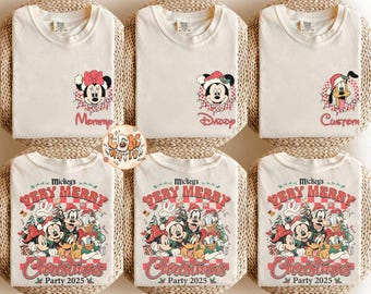 Retro Custom Disney Very Merry Christmas Shirt, Disney Christmas All Characters Shirt, Disney Family Matching Xmas Shirt,Christmas Group Tee