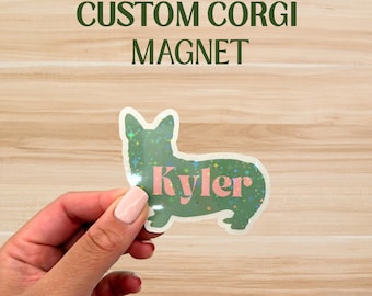 Custom Corgi Magnet: Holographic Dog Breed Gift