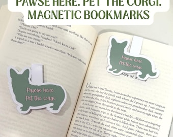 Holographic Corgi Bookmark: Pawse Here. Pet the Corgi.