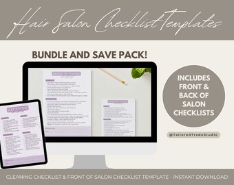 Hair Salon Checklist BUNDLE | Front of Salon Procedures | Salon Cleaning | Editable & Printable, Professional Canva Design, Beauty Business