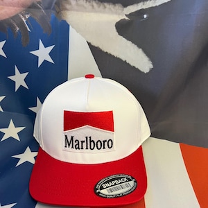 marlboro cigarettes hat | Accessories | Marlboro Trucker Adjustable Red White Logo it’s gritty Vintage 90s Marlboro Tobacco Cigarette