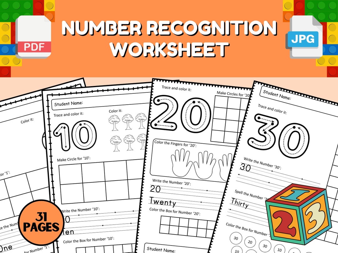 30 Number Tracing Worksheets, Traceable Numbers, Pre-school Worksheets ...