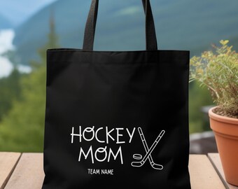Personalized Hockey Mom Canvas Tote Bag, Sports Gift