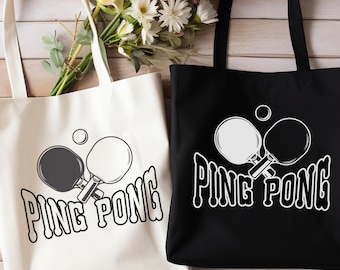 Personalized Ping Pong Canvas Tote Bag: Table Tennis Gift