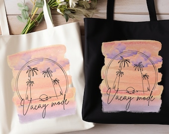 Bolso tote de lona de algodón Vacay Mode: bolso de playa