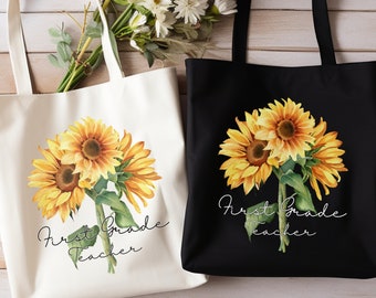 Personalisierte Sunflower Lehrer Tragetasche: Benutzerdefinierte Blumengeschenk