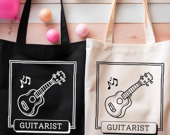 Personalized Guitarist Canvas Tote Bag: Music Lover Gift