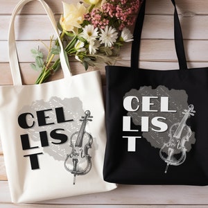 Cellist Canvas Tote Bag: Music Lesson Gift