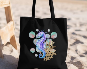 Seahorse Tote Bag Seahorse Lover Ocean Animal Marine Life Personalized Gifts Ocean Life Gift Beach Bag Reusable Shopping Bag Canvas Tote Bag