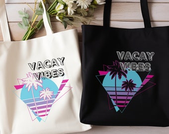 Bolsa de lona de algodón Vacay Vibes: bolso de playa para chicas