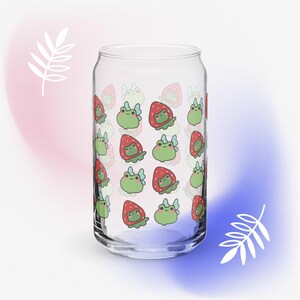 Adorable Glass Can Cup with Cute Frog Design, Perfect for Beverages & Gifts