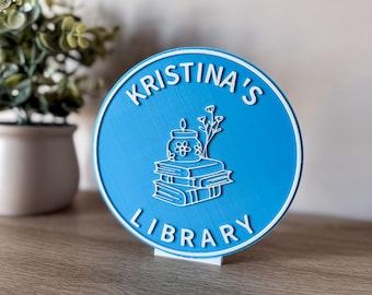 3D print Personalised Library sign | Bookish | Bookshelf accessories