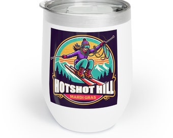 Mardi Gras Ski Stainless Wine Tumbler - Hotshot Hill