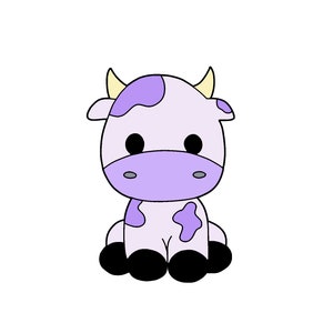 Pastel Purple Cow SVG and PNG Design
