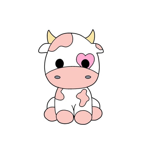 Pink Heart Cow SVG & PNG Design