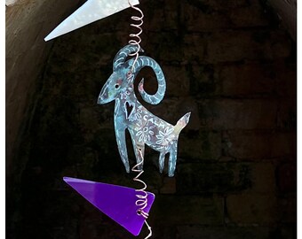 HANGING TOTEM:  Mobile, Wall Decor, Patio Spirit Animal Year of the GOAT
