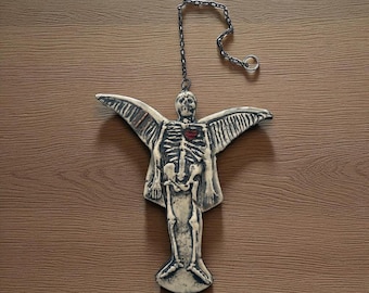 SKELETON  With Angel wingsWall Hanging Ceramic HALLOWEEN