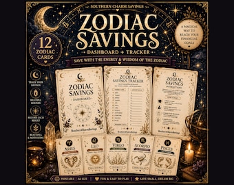 Reto de ahorro del zodíaco (PDF imprimible) / Juego de ahorro astrológico / Reto celestial para acumular dinero / Rastreador de presupuesto
