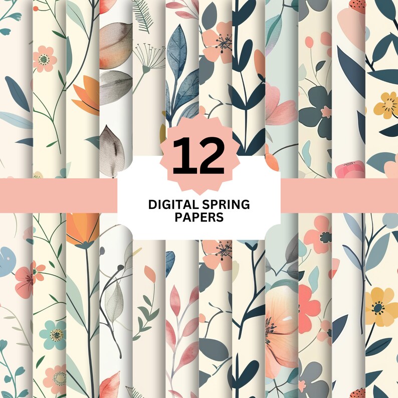 Springy Paper Spring Floral Digital Paper Printable Pattern - Etsy