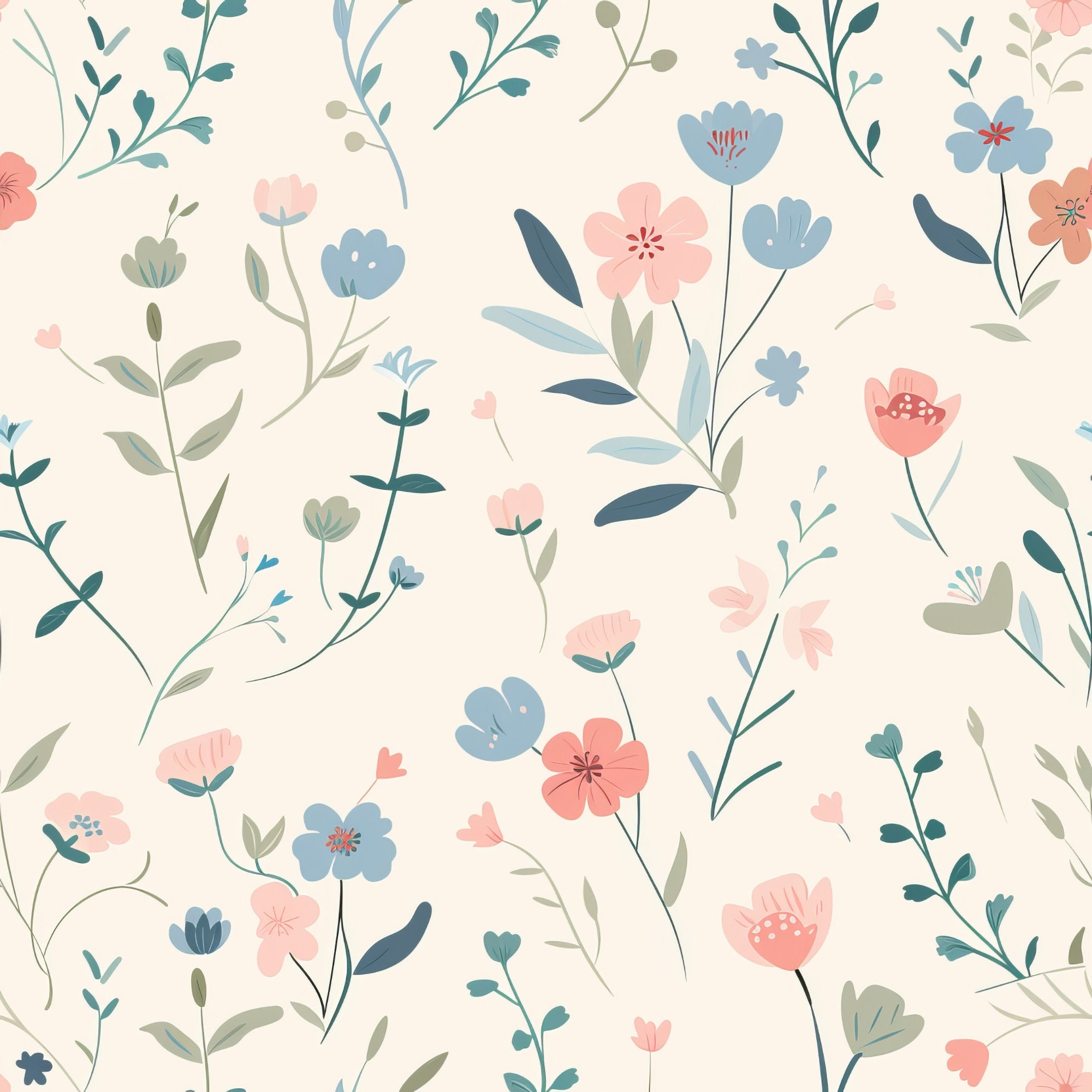 Spring Floral Digital Paper Printable Pattern - Etsy