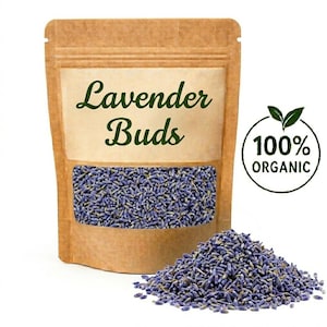 Boccioli di lavanda essiccati di prima qualità: fiori di lavanda per uso culinario, tè, cucina e cura della pelle