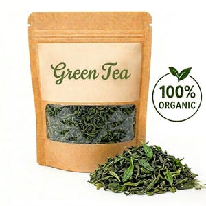 Foglie di tè verde biologico / Tè verde sfuso di alta qualità / Tisana essiccata naturale / Tisana ricca di antiossidanti / Tisana sfusa