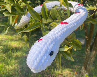 Crochet Snake Plushie, Soft Amigurumi with Hearts, 6FT