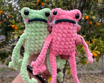 Handmade Crochet Frog Plush: Multi-Color Kawaii Amigurumi Toy