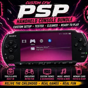 Console portatile PSP personalizzata con CFW, stile classico, configurazione testata, fino a 1 TB di spazio di archiviazione.