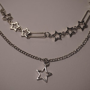 Multilayer Star Necklace: Stainless Steel Grunge Indie Jewelry