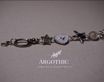 Flower Heart & Star Charm Bracelet: Adjustable Stainless Steel Jewelry