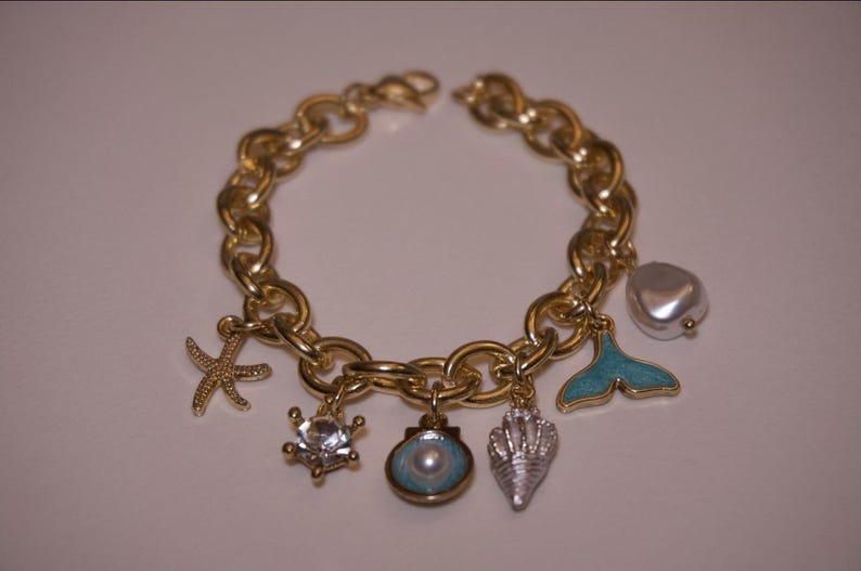 Seashell Charm Bracelet, Gold And Silver Plated Stainless Steel, Dolphin Pearl bracelet image 5