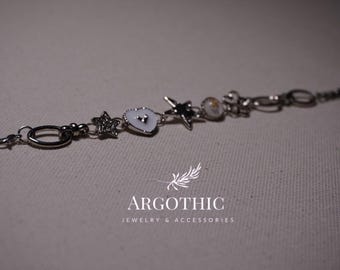 Flower Heart & Star Charm Bracelet: Adjustable Stainless Steel Jewelry