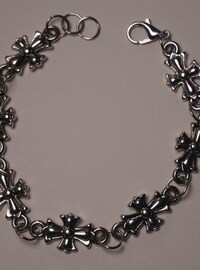 Ch gothic style y2k chrome silver punk bracelet grunge b1