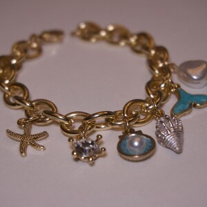 Seashell Charm Bracelet, Gold And Silver Plated Stainless Steel, Dolphin Pearl bracelet image 7