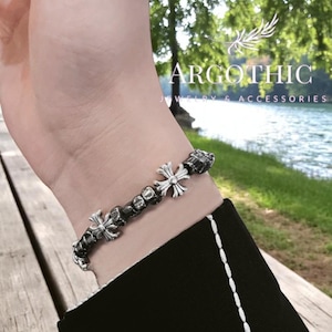 Pulsera de cadena con letras cruzadas punk CH, estilo gótico, Y2K, joyería, regalo de cumpleaños