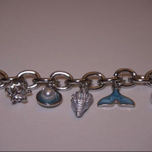 Seashell Charm Bracelet, Gold And Silver Plated Stainless Steel, Dolphin Pearl bracelet image 4