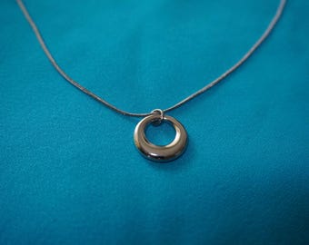Colar minimalista com pingente circular em aço inoxidável, joia em prata Y2K.
