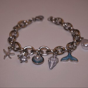 Seashell Charm Bracelet, Gold And Silver Plated Stainless Steel, Dolphin Pearl bracelet image 6