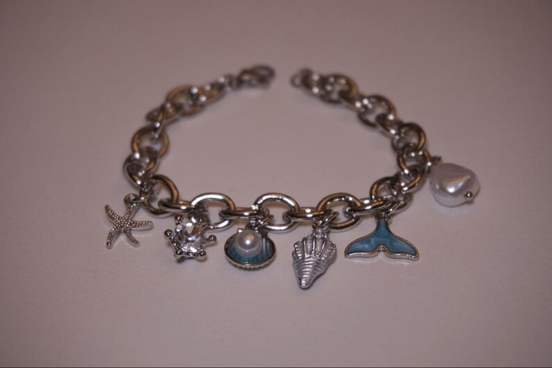 Seashell Charm Bracelet, Gold And Silver Plated Stainless Steel, Dolphin Pearl bracelet image 6
