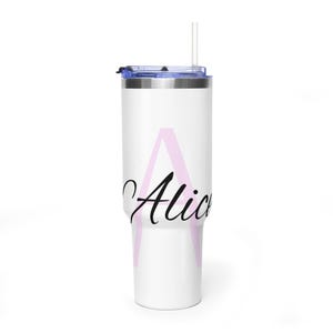 Rosa Tumblr-tumbler med initial A och namntecken, 113 ml vakuummugg