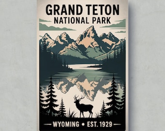 Grand Teton National Park Poster: Wyoming Berglandschaft Kunstdruck