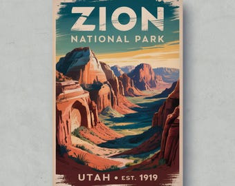 Zion National Park Poster: Vintage Utah Travel Art Print