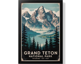 Vintage Grand Teton National Park Poster: Wyoming Landschaft Kunstdruck