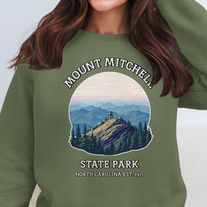 Mount Mitchell State Park sweatshirt, North Carolina established 1915 pullover, nature lover gift, scenic landscape sweater