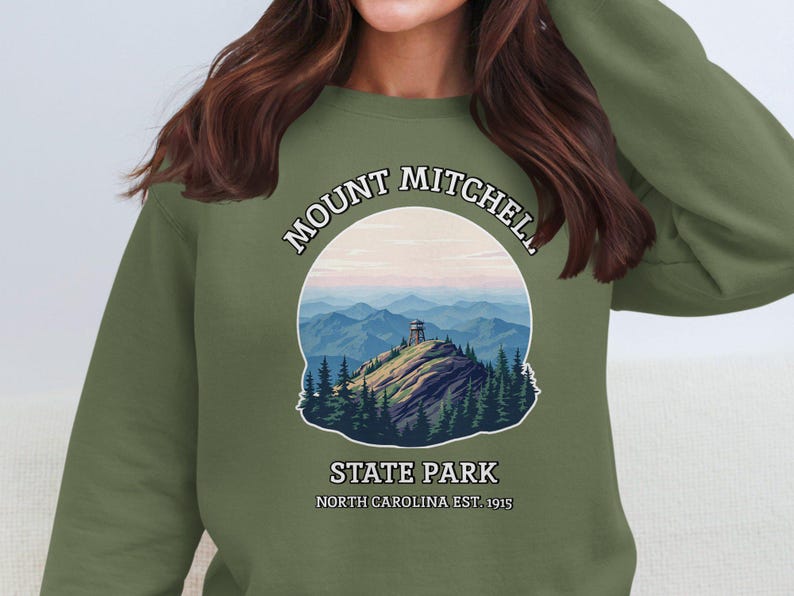 Mount Mitchell State Park sweatshirt, North Carolina established 1915 pullover, nature lover gift, scenic landscape sweater