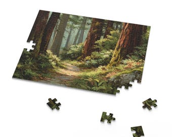 Redwood Forest Path Puzzle • Woodland Nature Jigsaw • Scenic Forest Puzzle • Relaxing Puzzle Gift • 120 / 252 / 500 Pieces